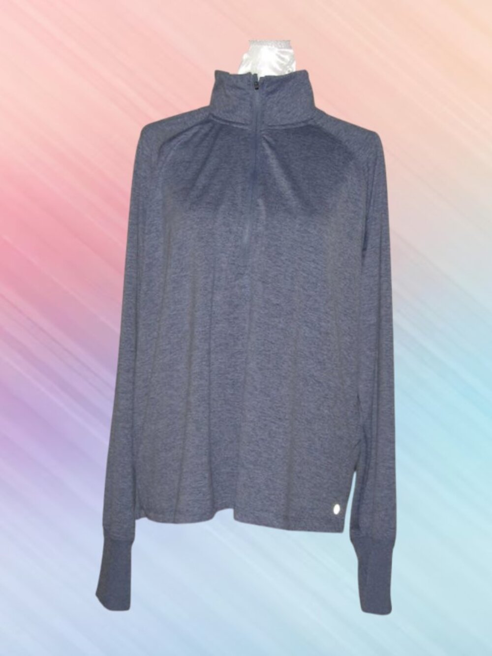 Danskin womens top size XL long sleeves heathe slat blue nwot